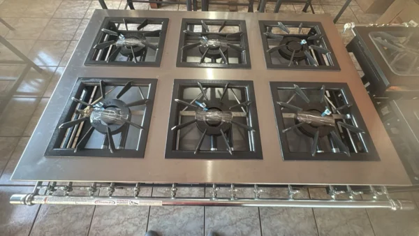 Fogão industrial baixa pressão 6 bocas com mesa inox